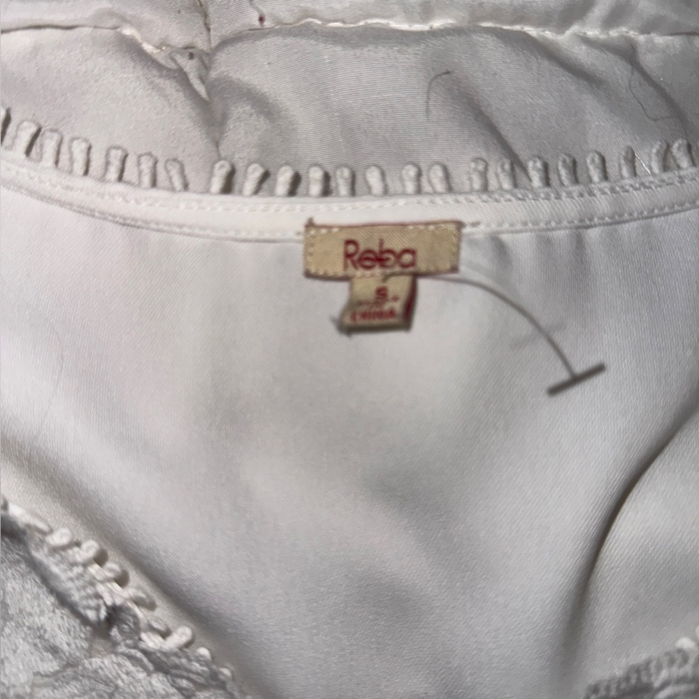 REBA White Blouse With Lace Trim & Sleeves, Silky, Bell Sleeves Top western S​​ - Picture 8 of 11